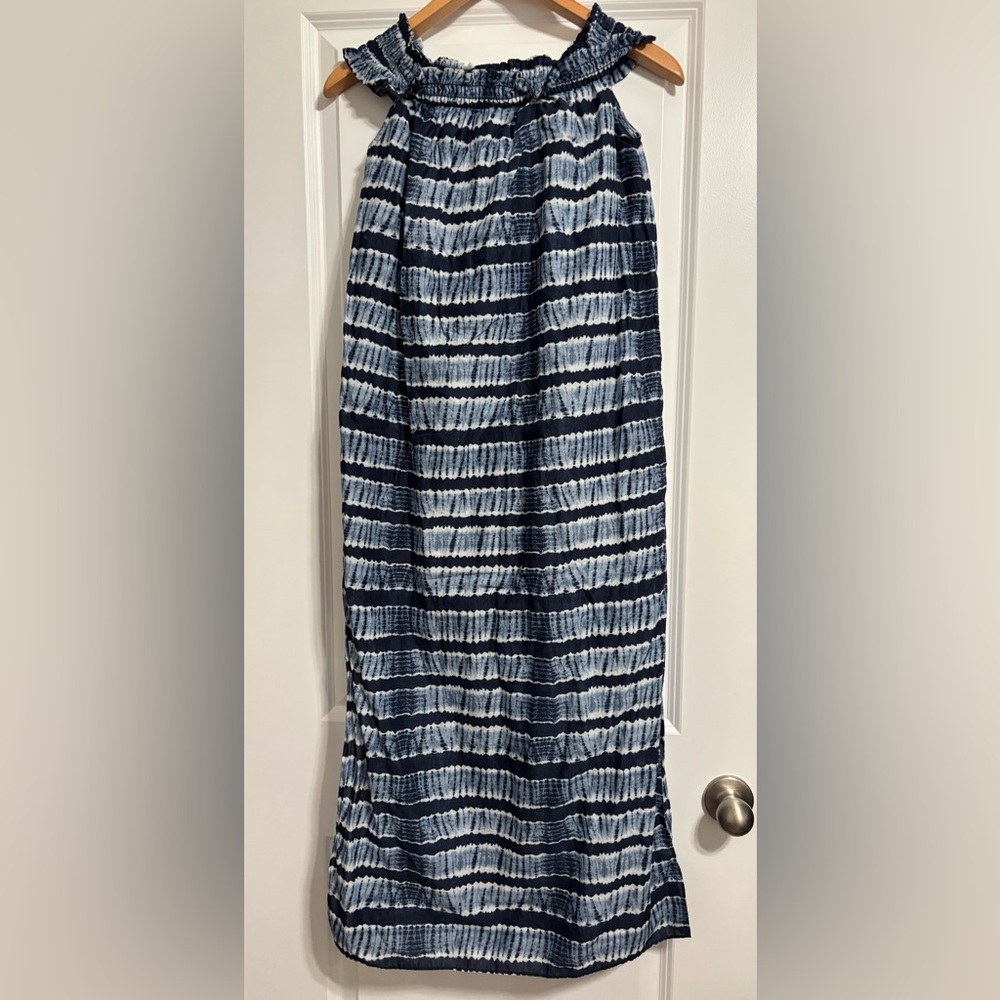 Michael Kors Shibori Stripes Maxi‎ Blue Dress Small